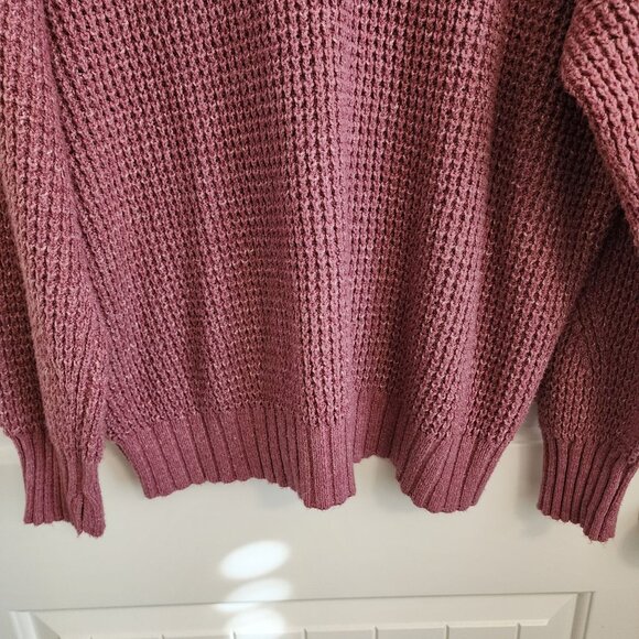American Eagle Pink Waffle-Knit Sweater M Cozy Cotton Blend Long Sleeve - Picture 5 of 9